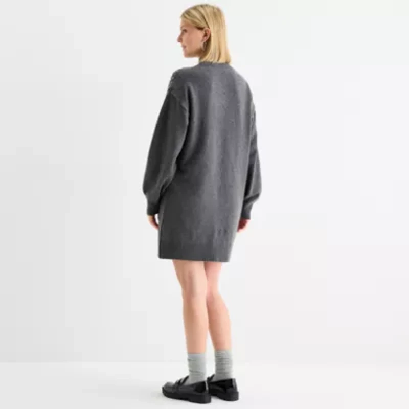 by&by Womens Juniors Long Sleeve Sweater Dress