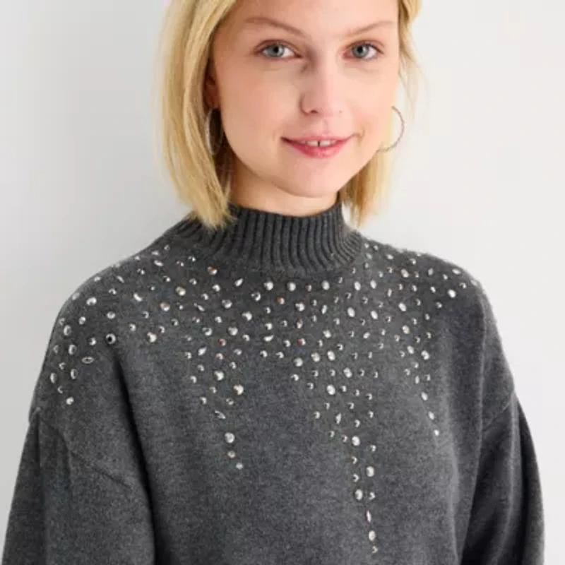 by&by Womens Juniors Long Sleeve Sweater Dress