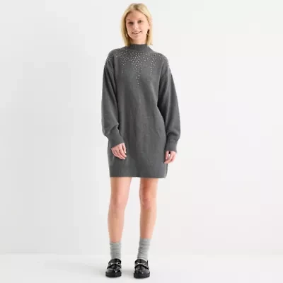 by&by Womens Juniors Long Sleeve Sweater Dress