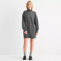 by&by Womens Juniors Long Sleeve Sweater Dress