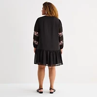 Sam And Jess Womens 3/4 Sleeve Plus Shift Dress