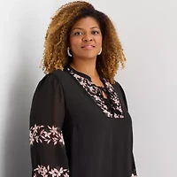 Sam And Jess Womens 3/4 Sleeve Plus Shift Dress