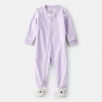 Carter's Toddler Girls Fleece Round Neck Long Sleeve Footed Pajamas