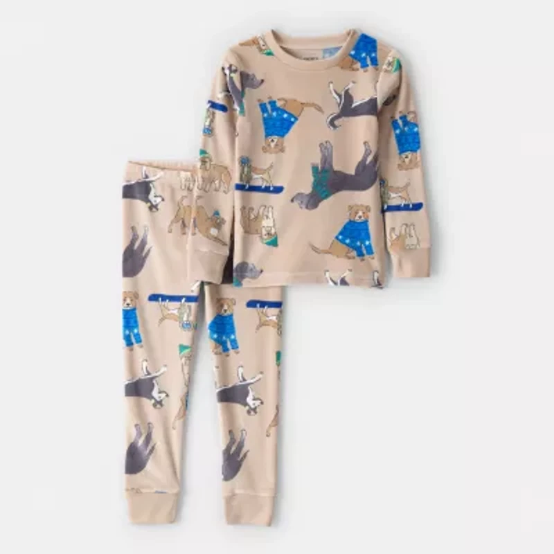 Carter's Toddler Boys Velour Round Neck Long Sleeve 2-pc. Pajama Sets