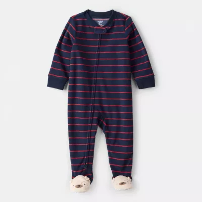 Carter's Toddler Boys Fleece Round Neck Long Sleeve Footed Pajamas