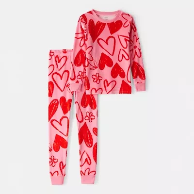 Carter's Little & Big Kid Girls Velour Round Neck Long Sleeve 2-pc. Pajama Sets