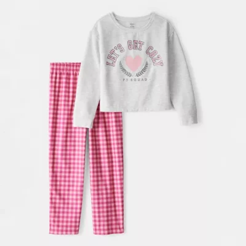 Carter's Little & Big Kid Girls Fleece Round Neck Long Sleeve 2-pc. Pajama Sets