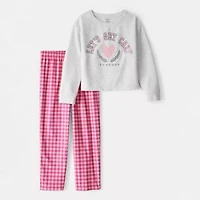 Carter's Little & Big Kid Girls Fleece Round Neck Long Sleeve 2-pc. Pajama Sets