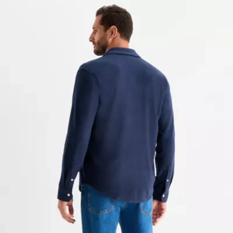 mutual weave Cozy Knit Mens Long Sleeve Button-Down Shirt