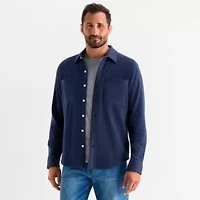 mutual weave Cozy Knit Mens Long Sleeve Button-Down Shirt
