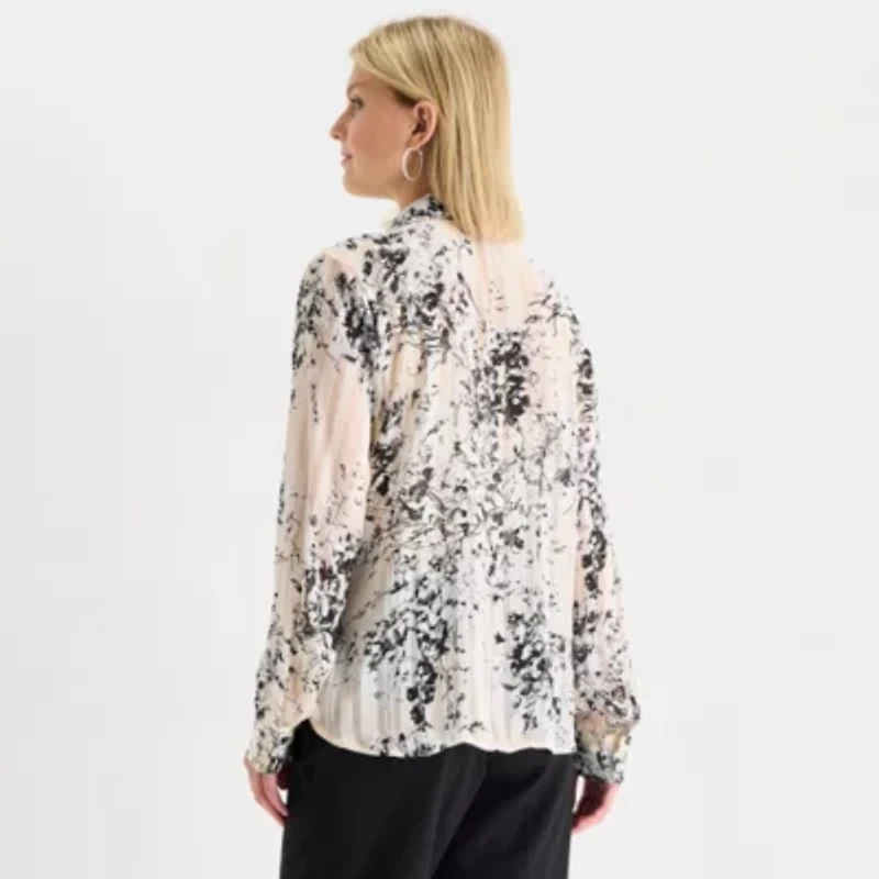 by&by Womens Juniors Drop Shoulder Long Sleeve Regular Fit Button-Down Shirt