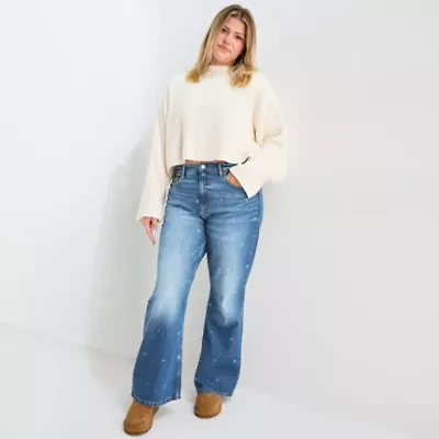 Arizona Womens Juniors Plus High Rise Bootcut Jean