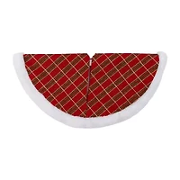 20'' Red and Gold Plaid Glittered Mini Christmas Tree Skirt