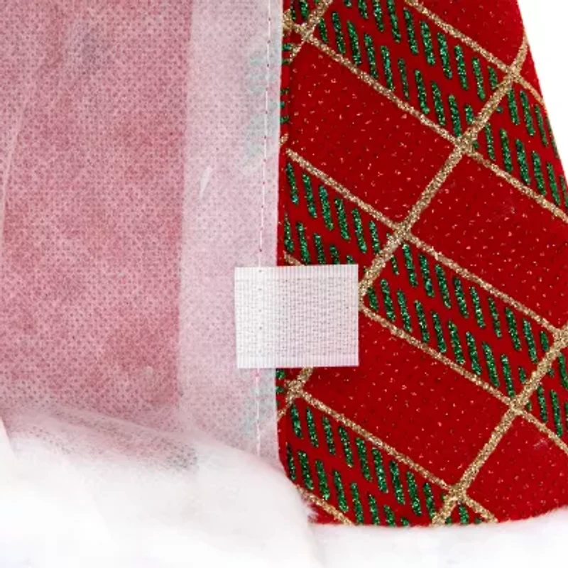 20'' Red and Gold Plaid Glittered Mini Christmas Tree Skirt