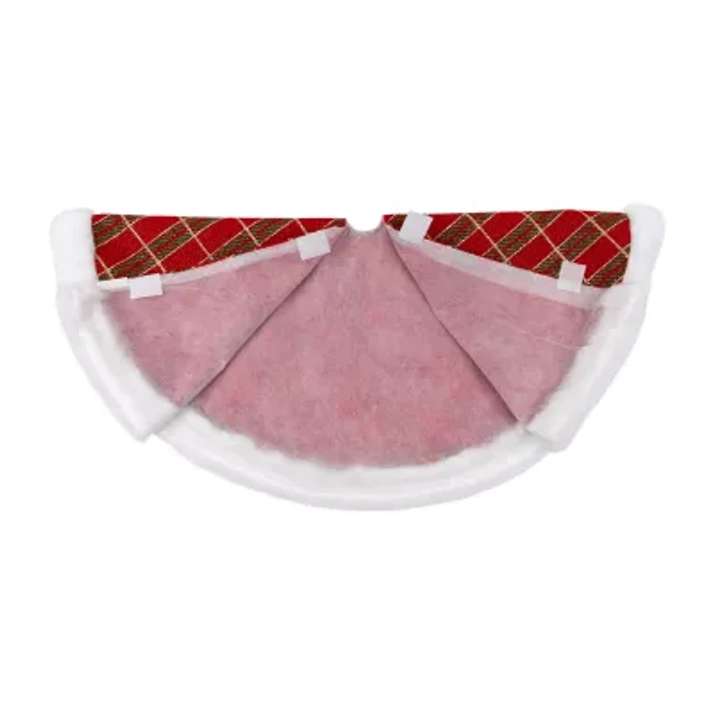 20'' Red and Gold Plaid Glittered Mini Christmas Tree Skirt