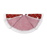 20'' Red and Gold Plaid Glittered Mini Christmas Tree Skirt