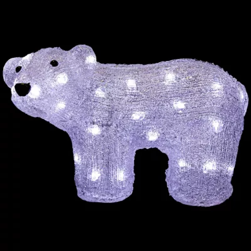 13.5'' White Lighted Commercial Grade Acrylic Baby Polar Bear Christmas Decoration