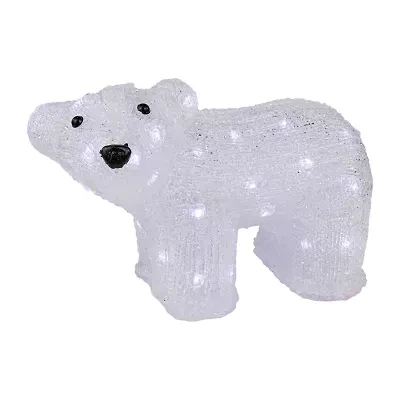 13.5'' White Lighted Commercial Grade Acrylic Baby Polar Bear Christmas Decoration