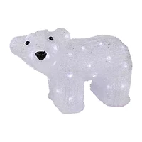 13.5'' White Lighted Commercial Grade Acrylic Baby Polar Bear Christmas Decoration