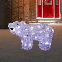 13.5'' White Lighted Commercial Grade Acrylic Baby Polar Bear Christmas Decoration