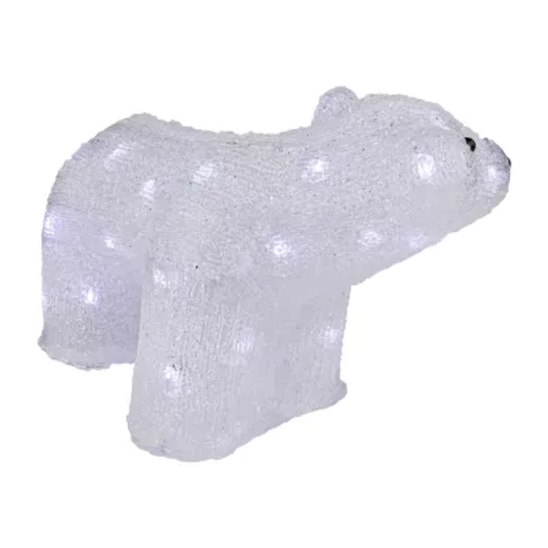 13.5'' White Lighted Commercial Grade Acrylic Baby Polar Bear Christmas Decoration