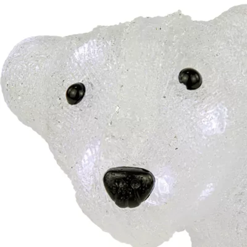 13.5'' White Lighted Commercial Grade Acrylic Baby Polar Bear Christmas Decoration