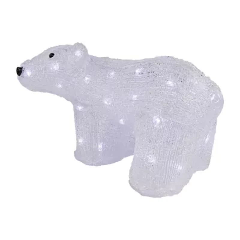 13.5'' White Lighted Commercial Grade Acrylic Baby Polar Bear Christmas Decoration