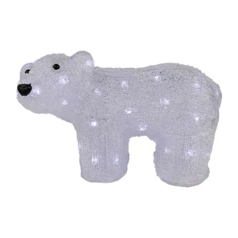 13.5'' White Lighted Commercial Grade Acrylic Baby Polar Bear Christmas Decoration