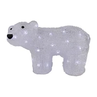 13.5'' White Lighted Commercial Grade Acrylic Baby Polar Bear Christmas Decoration