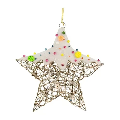 17'' Lighted Champagne Gold Candy Covered Star Christmas Window Decoration