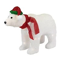 23'' Pre-Lit White Glittered Polar Bear Outdoor Christmas Decoration