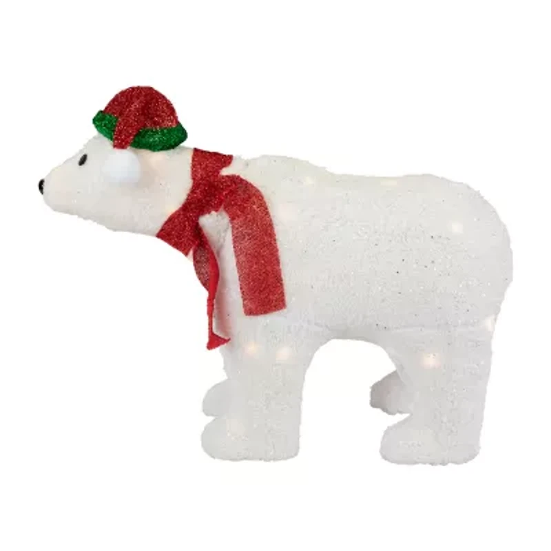 23'' Pre-Lit White Glittered Polar Bear Outdoor Christmas Decoration