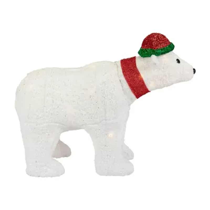 23'' Pre-Lit White Glittered Polar Bear Outdoor Christmas Decoration