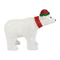 23'' Pre-Lit White Glittered Polar Bear Outdoor Christmas Decoration