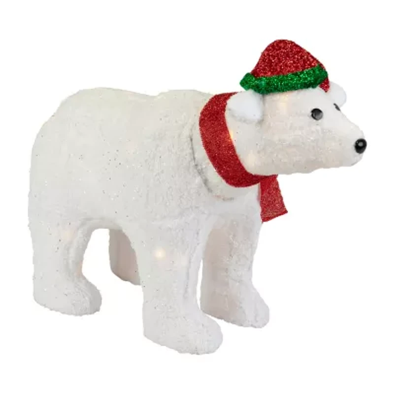 23'' Pre-Lit White Glittered Polar Bear Outdoor Christmas Decoration
