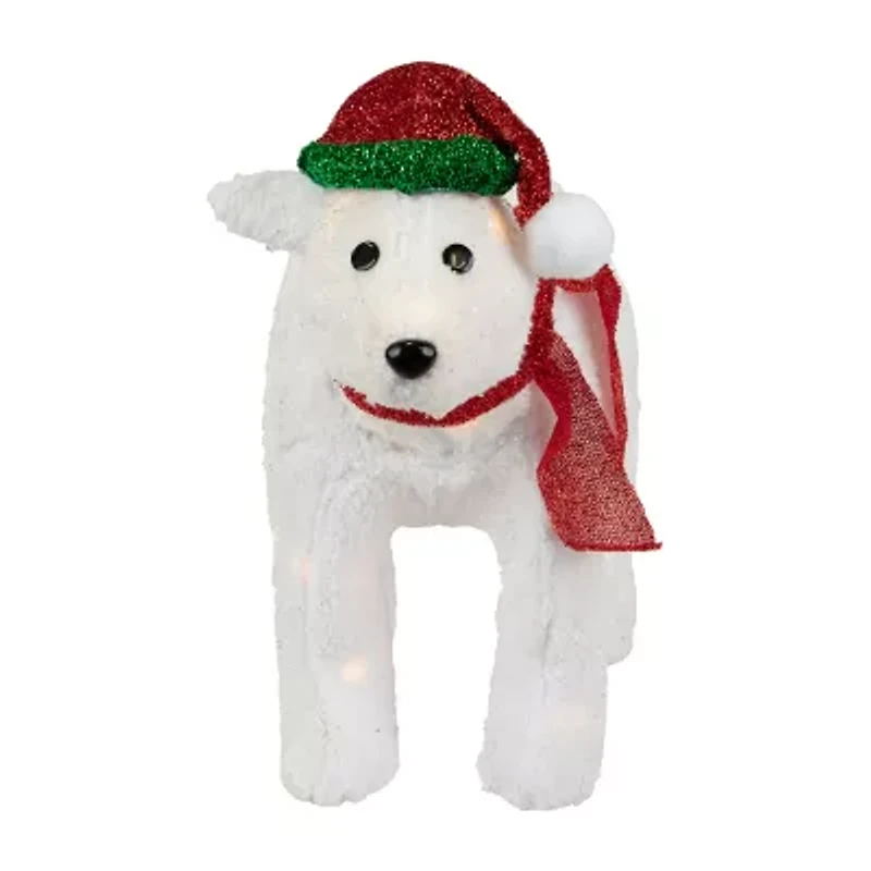 23'' Pre-Lit White Glittered Polar Bear Outdoor Christmas Decoration