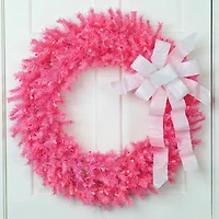 Northlight 36" Pink Spruce Artificial Pink Lights Pre-Lit Wreath