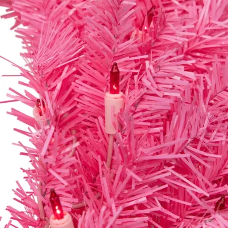 Northlight 36" Pink Spruce Artificial Pink Lights Pre-Lit Wreath