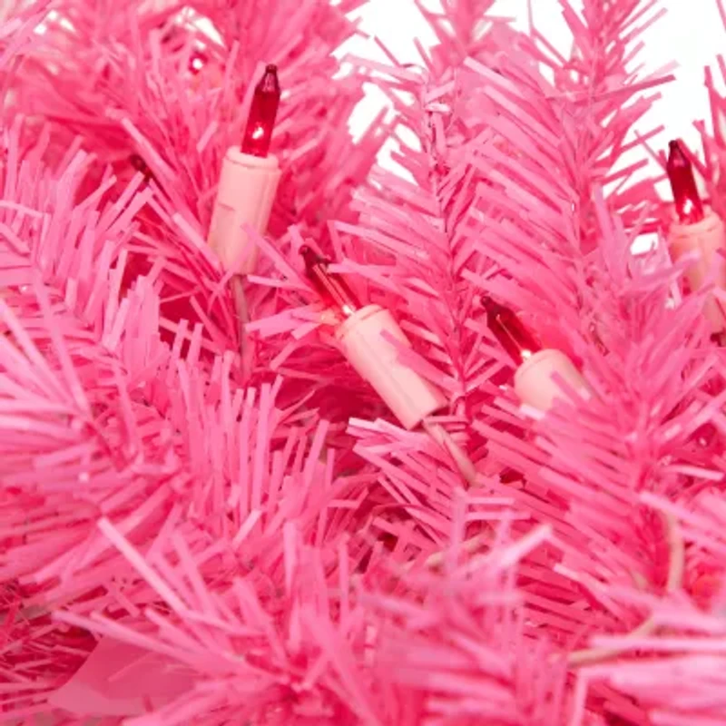 Northlight 36" Pink Spruce Artificial Pink Lights Pre-Lit Wreath