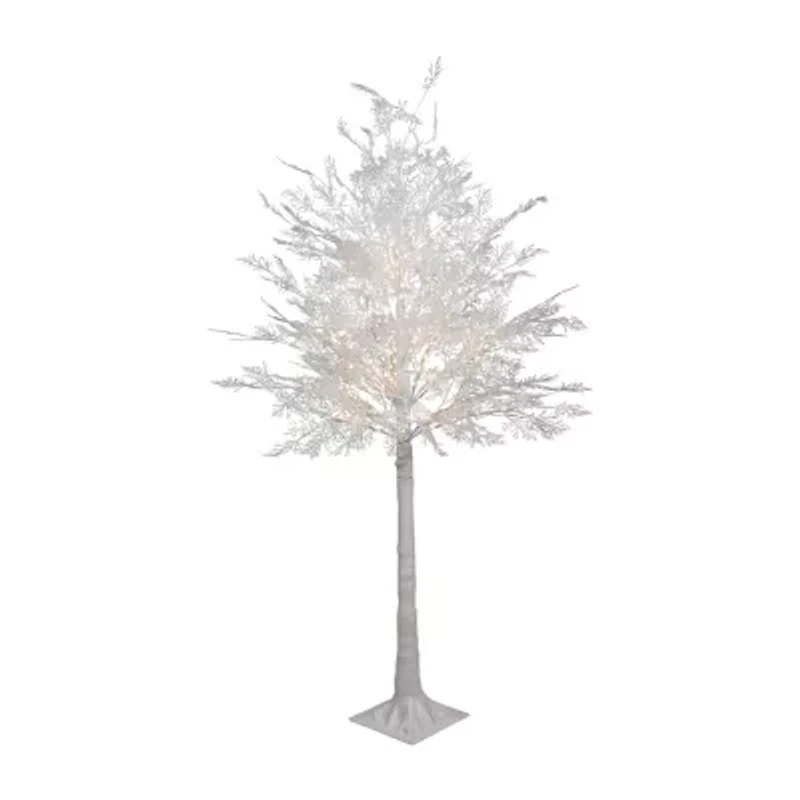 Northlight White Led Lighted Floral Artificial Warm White Lights 5 Foot Pre-Lit Christmas Tree