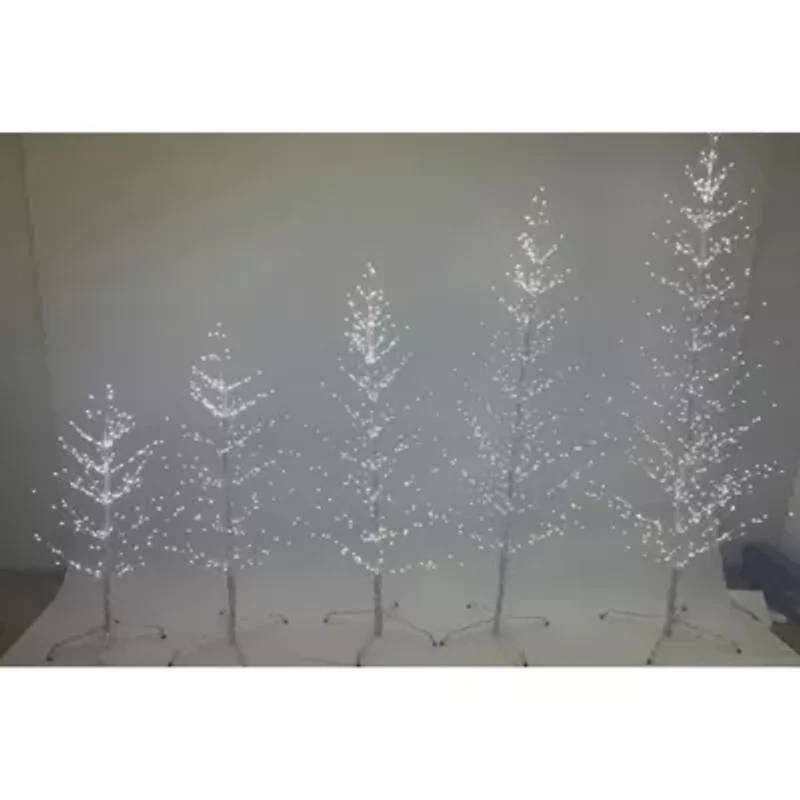 Northlight Led Lighted White Twig Cool White Lights 5 Foot Pre-Lit Birch Christmas Tree