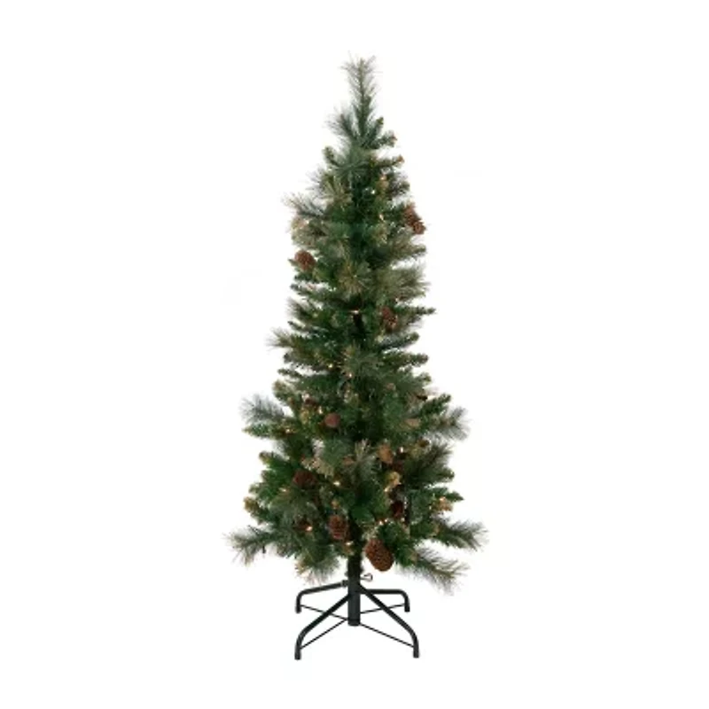 Northlight Yorkshire Pencil Artificial  Clear Lights 4 1/2 Foot Pre-Lit Pine Christmas Tree