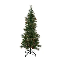 Northlight Yorkshire Pencil Artificial  Clear Lights 4 1/2 Foot Pre-Lit Pine Christmas Tree
