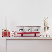 Northlight 18.75" Red Sleigh With Sentiment Buckets Centerpiece Christmas Tabletop Decor