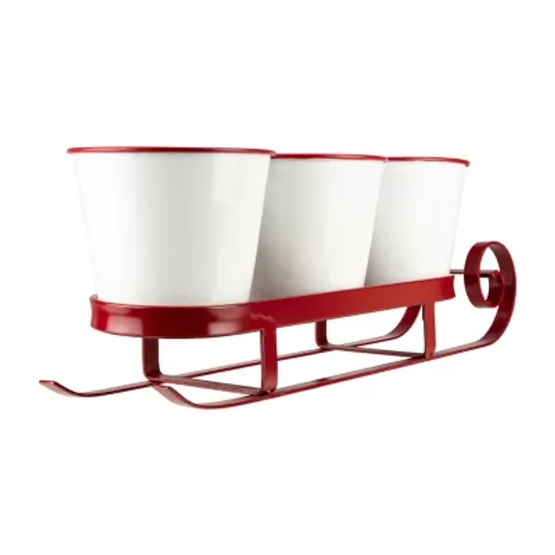 Northlight 18.75" Red Sleigh With Sentiment Buckets Centerpiece Christmas Tabletop Decor
