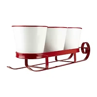 Northlight 18.75" Red Sleigh With Sentiment Buckets Centerpiece Christmas Tabletop Decor