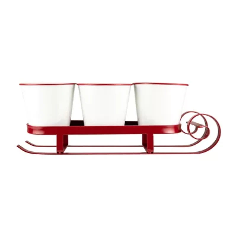 Northlight 18.75" Red Sleigh With Sentiment Buckets Centerpiece Christmas Tabletop Decor