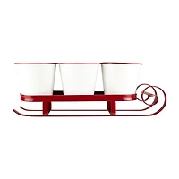 Northlight 18.75" Red Sleigh With Sentiment Buckets Centerpiece Christmas Tabletop Decor