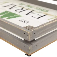 Northlight 21" Gray And White Farm Fresh Trees Wooden Tray Hanging 2-pc. Wall Sign