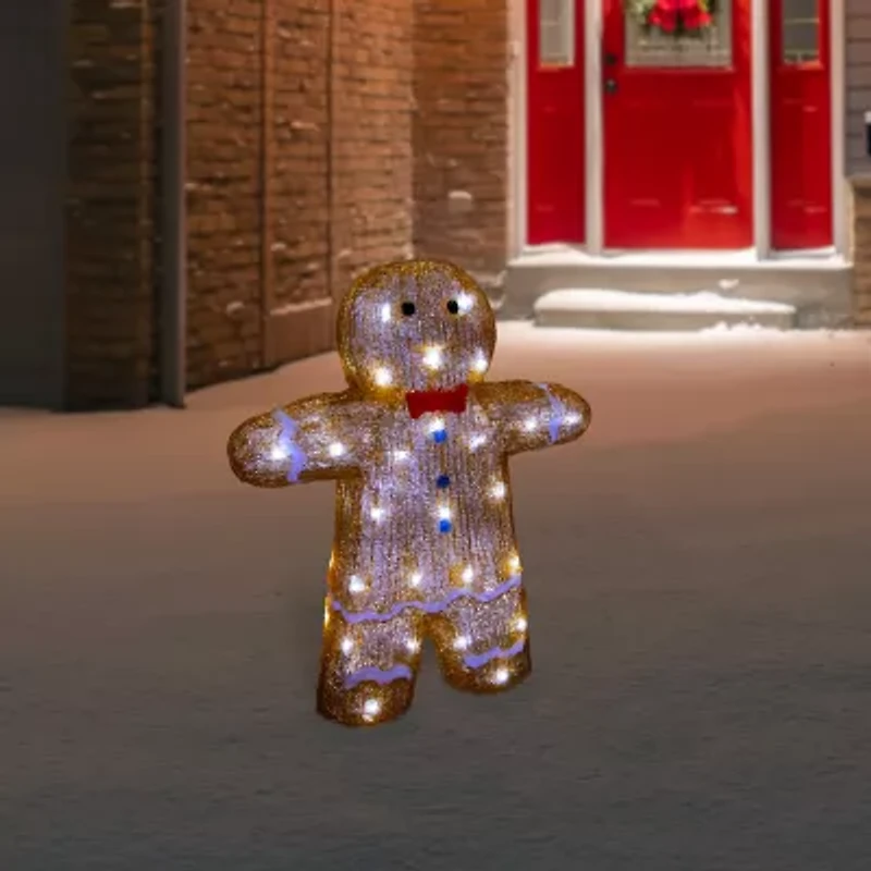 Northlight 16" Led Acrylic Gingerbread Man With Bow Tie Christmas Tabletop Decor